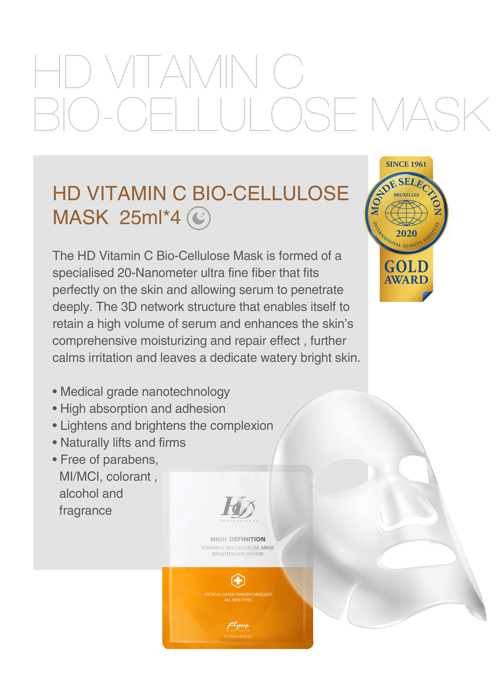 HD VITAMIN C BIO-CELLULOSE MASK (25ml*4)